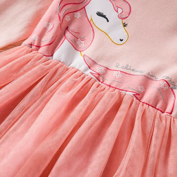 Unicorn Pink Long Sleeve Tutu Dress - Picture 3 of 4